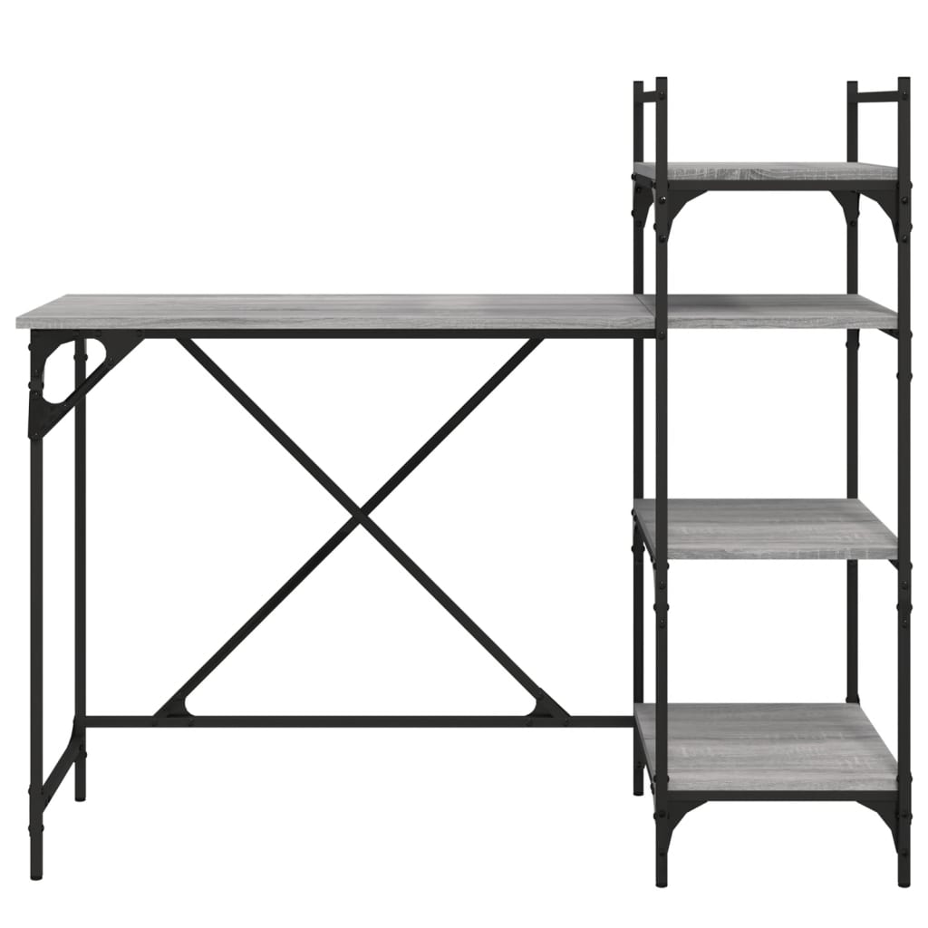 Computer table with shelves Gray Sonoma 120x47x109 cm