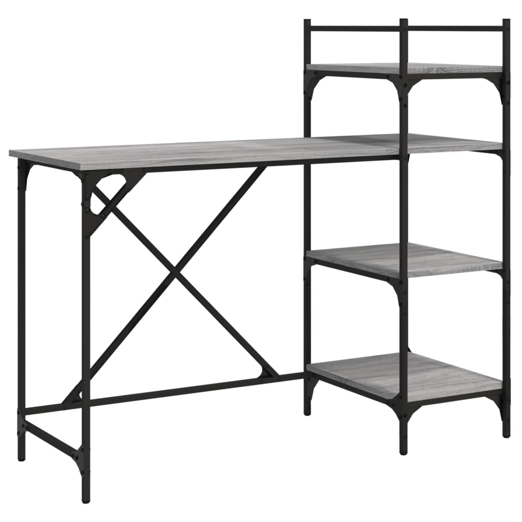 Computer table with shelves Gray Sonoma 120x47x109 cm