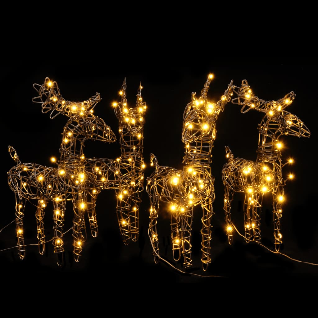 LED reindeer 4 pieces. 160 LEDs warm white rattan