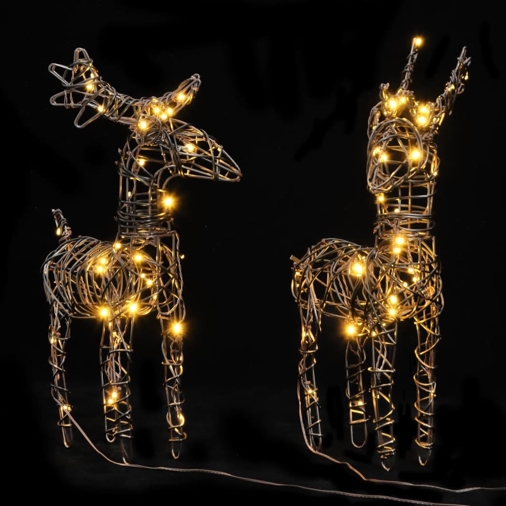 LED reindeer 6 pieces. 240 LEDs warm white rattan