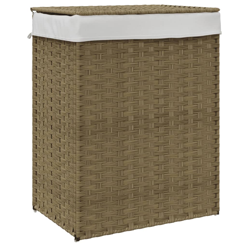 Laundry basket with lid 46x33x60 cm poly rattan