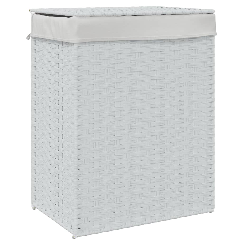 Laundry basket with lid white 46x33x60 cm poly rattan