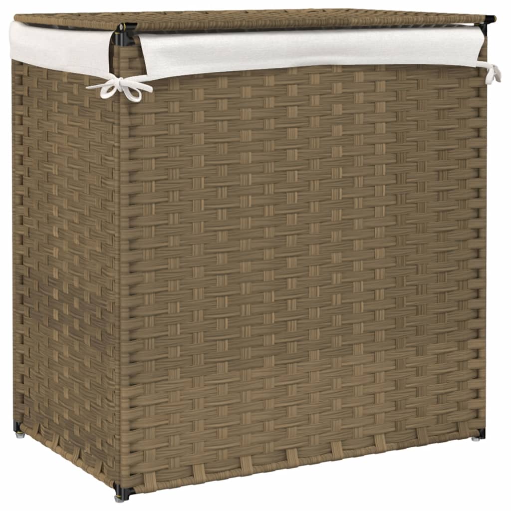 Laundry basket with 2 compartments 53x35x57 cm poly rattan
