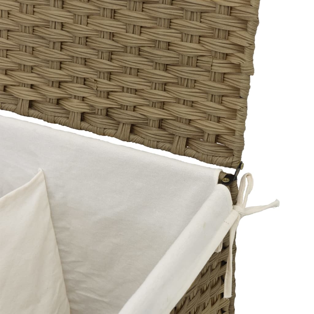Laundry basket with 2 compartments 53x35x57 cm poly rattan