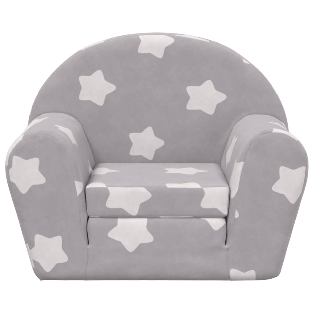 Sofa bed for children light gray stars soft plush
