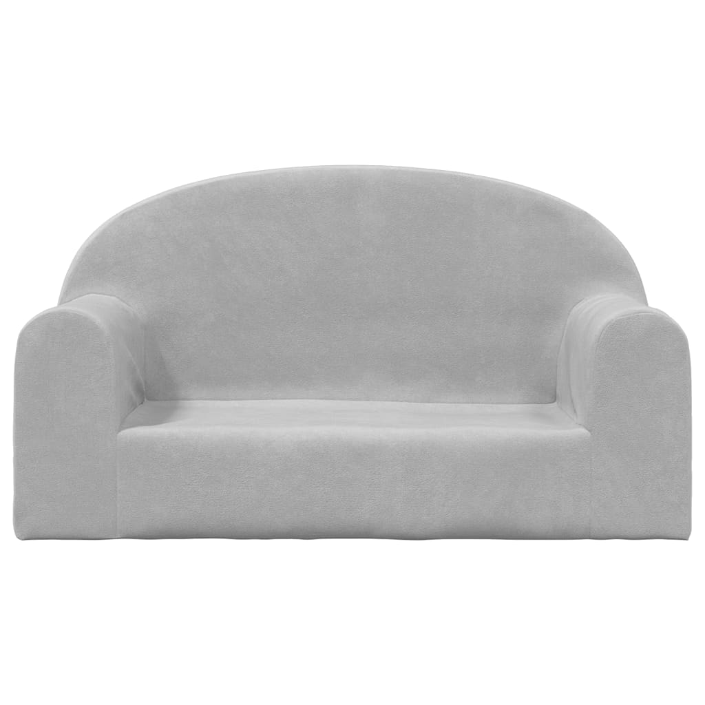Children's sofa 2-seater light gray soft plush