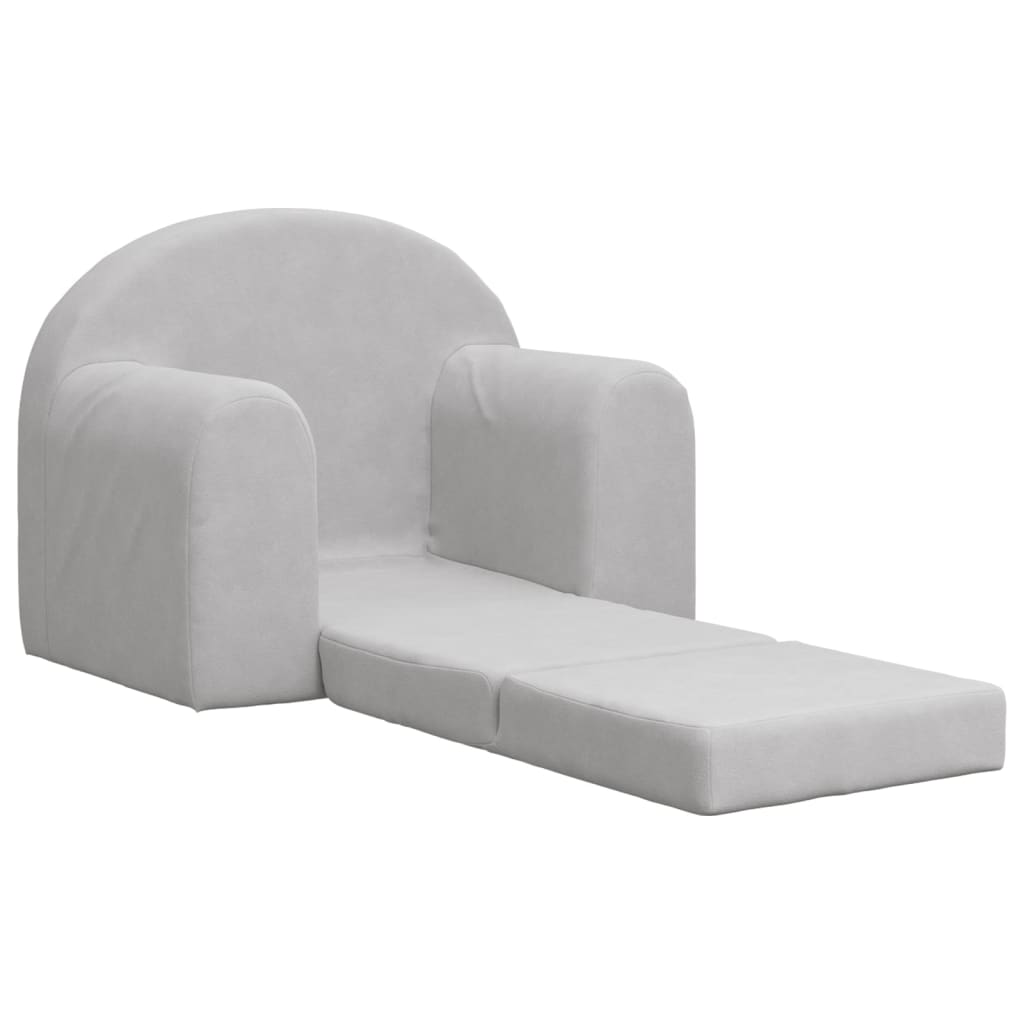 Sofa bed for children light gray soft plush