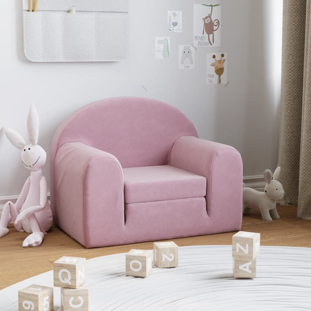 Sofa bed for children pink soft plush