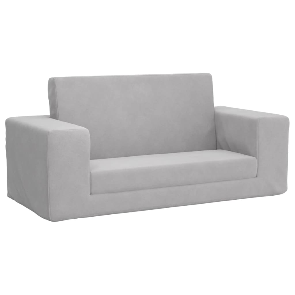 Children's Sofa Bed 2 Seater Light Gray Soft Plush