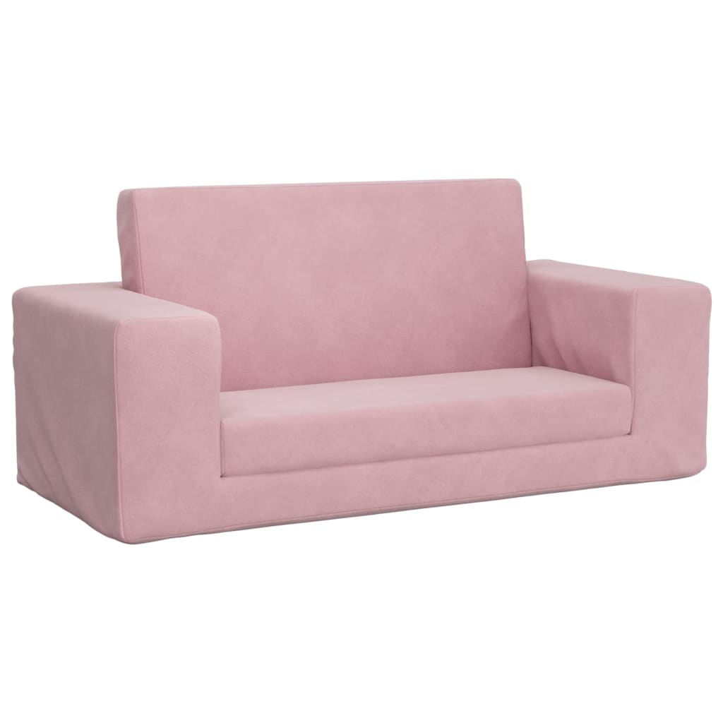 Children's Sofa Bed 2 Seater Pink Soft Plush