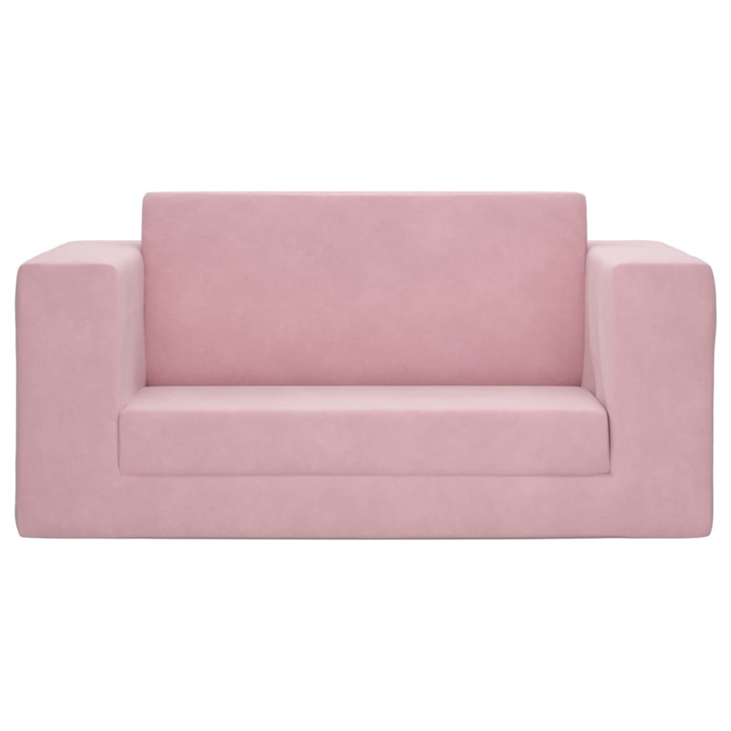 Children's Sofa Bed 2 Seater Pink Soft Plush