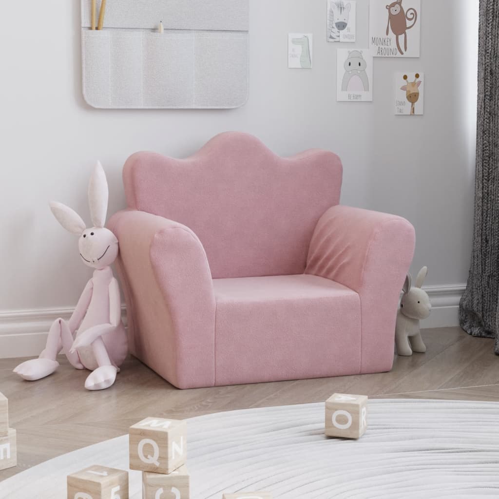 Children's sofa pink soft plush