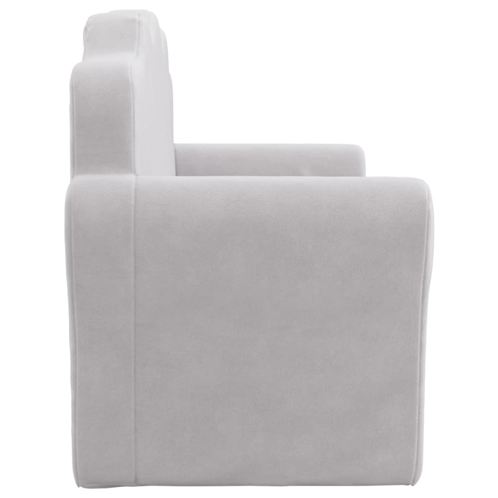 Children's sofa 2-seater light gray soft plush