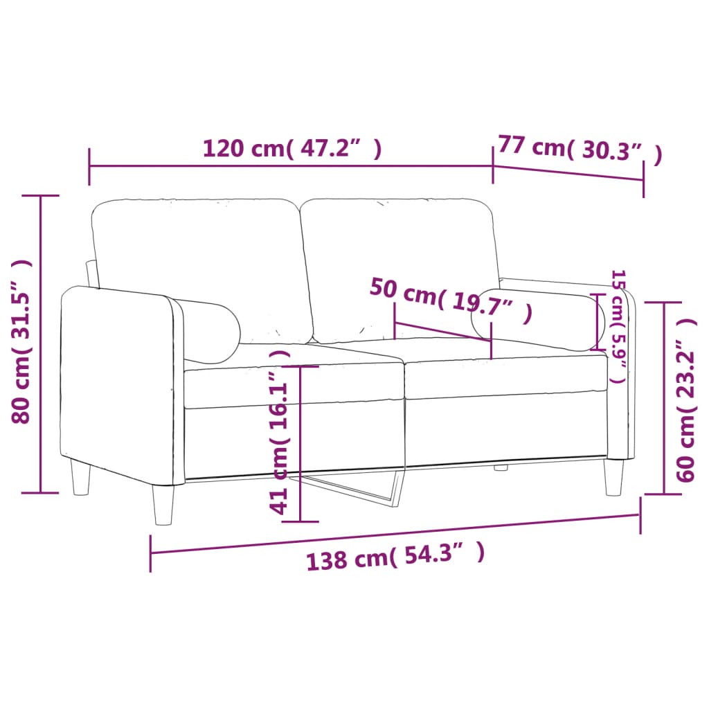 2-Sitzer-Sofa mit Zierkissen Dunkelgrau 120 cm Samt