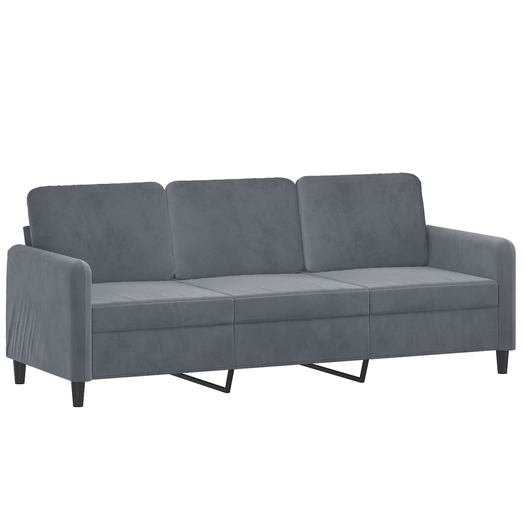 3-Sitzer-Sofa mit Zierkissen Dunkelgrau 180 cm Samt