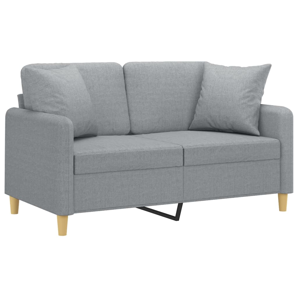 2-seater sofa with decorative cushions light gray 120 cm fabric