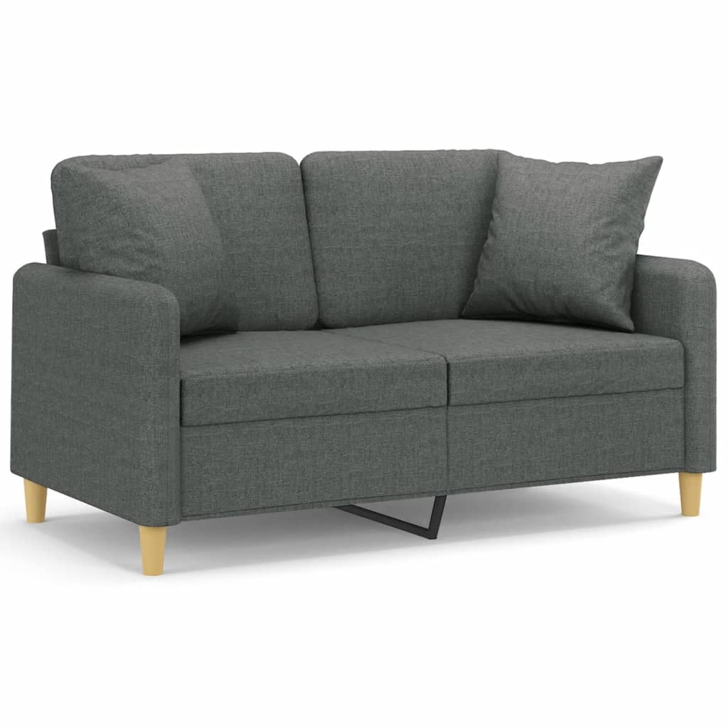 2-seater sofa with decorative cushions dark gray 120 cm fabric