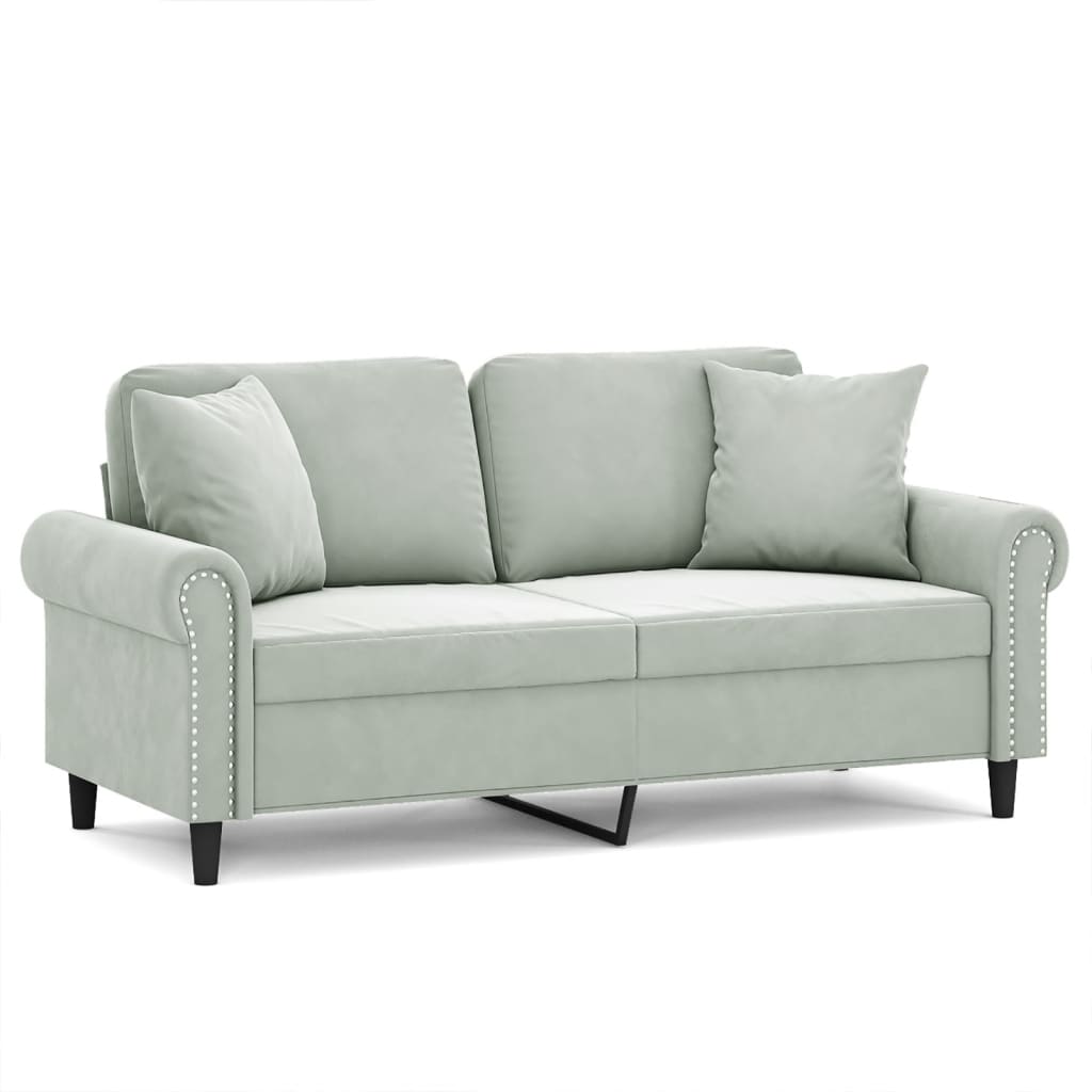2-Sitzer-Sofa mit Zierkissen Hellgrau 140 cm Samt