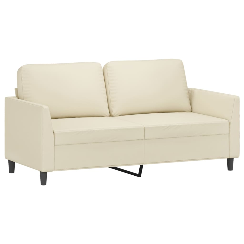 2 pcs. Sofa set with cushions cream faux leather