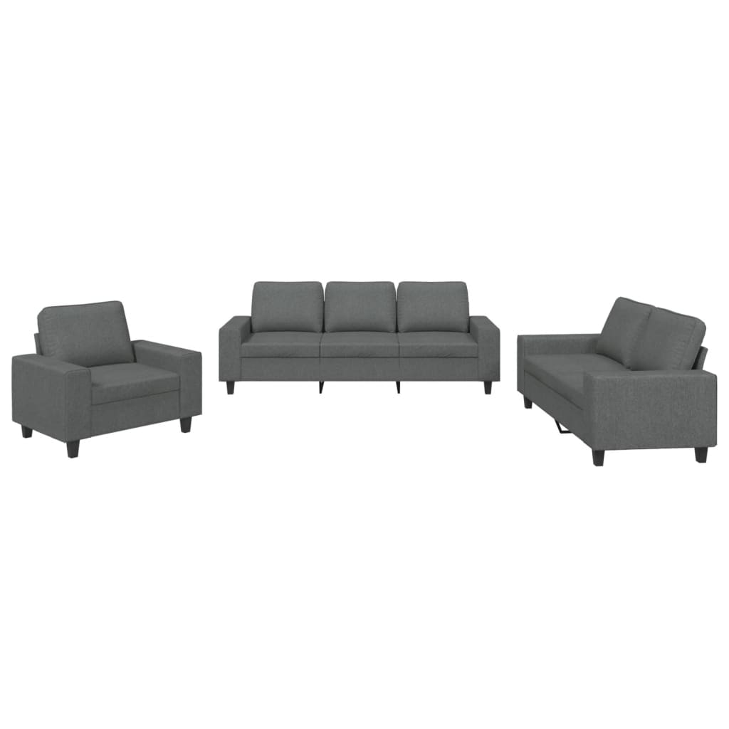 3 pcs. Sofa set dark gray fabric