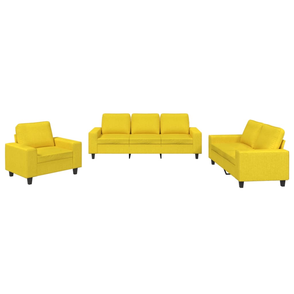 3 pcs. Sofa set light yellow fabric