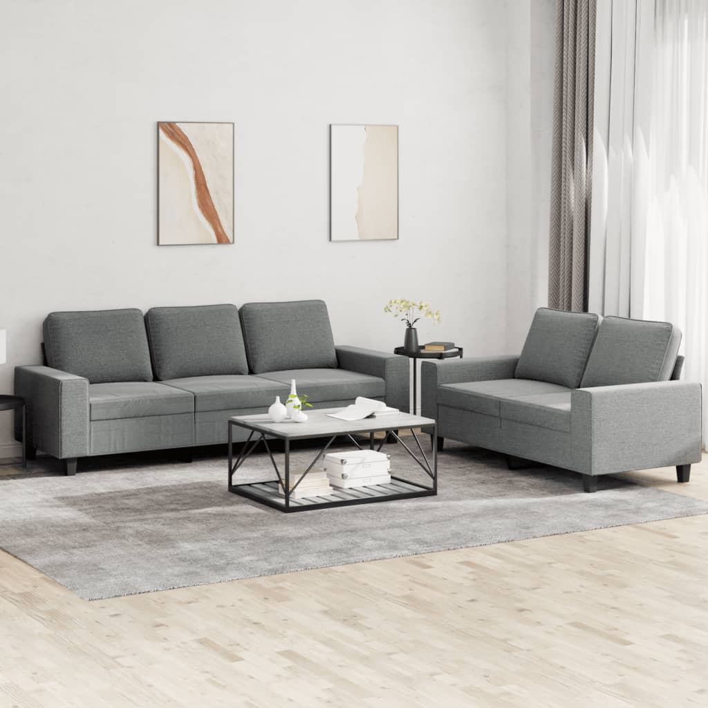 2 pcs. Sofa set dark gray fabric