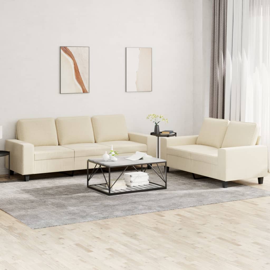 2 pcs. Sofa set cream fabric