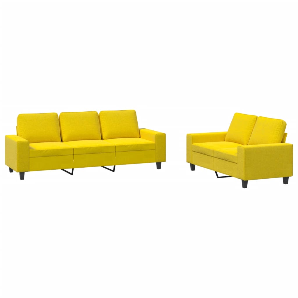 2 pcs. Sofa set light yellow fabric