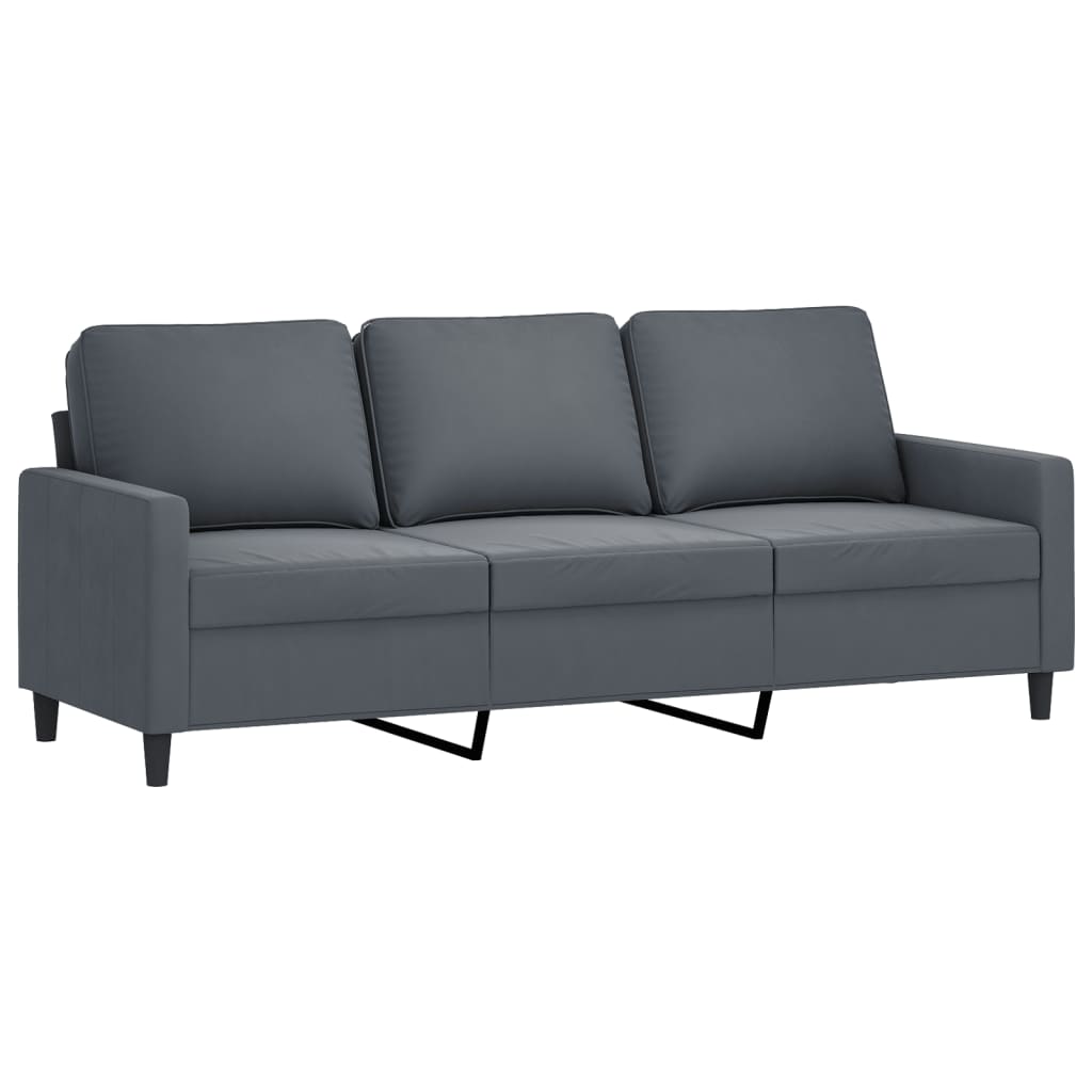 3 pcs. Sofa set with cushions in dark gray velvet