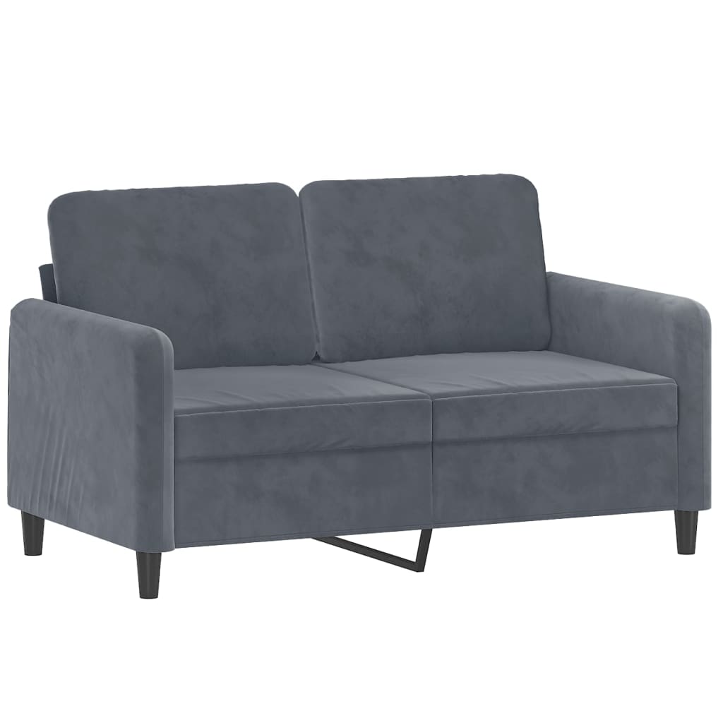 2 pcs. Sofa set with cushions in dark gray velvet