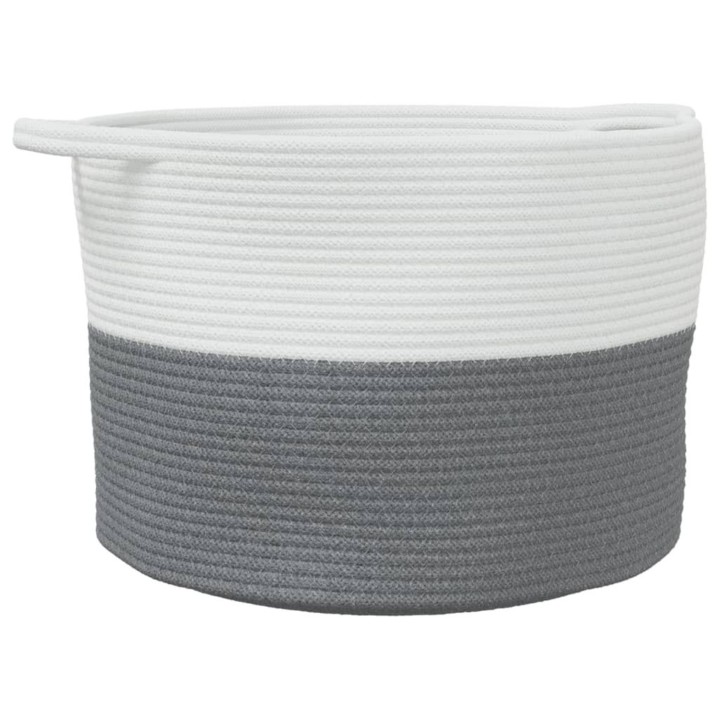 Laundry basket gray and white Ø55x36 cm cotton