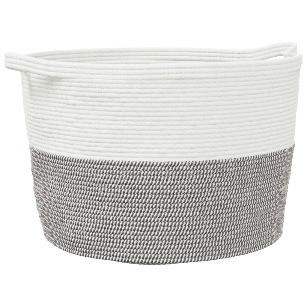 Laundry basket gray and white Ø60x36 cm cotton