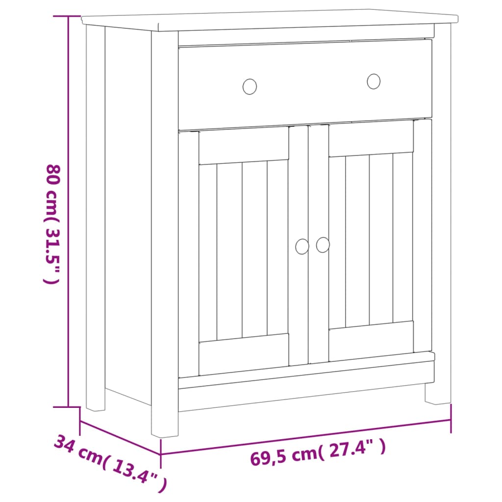 Bathroom cabinet BERG white 69.5x34x80 cm solid pine wood