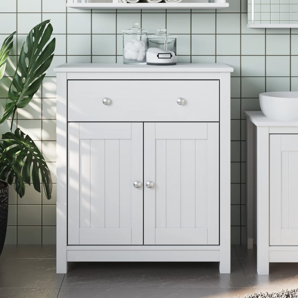 Bathroom cabinet BERG white 69.5x34x80 cm solid pine wood