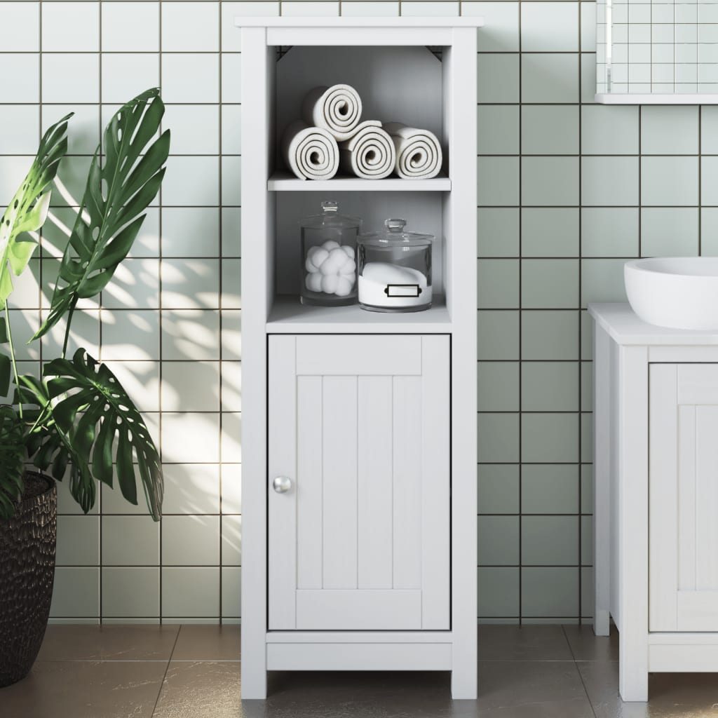 Bathroom cabinet BERG white 40x34x110 cm solid pine wood