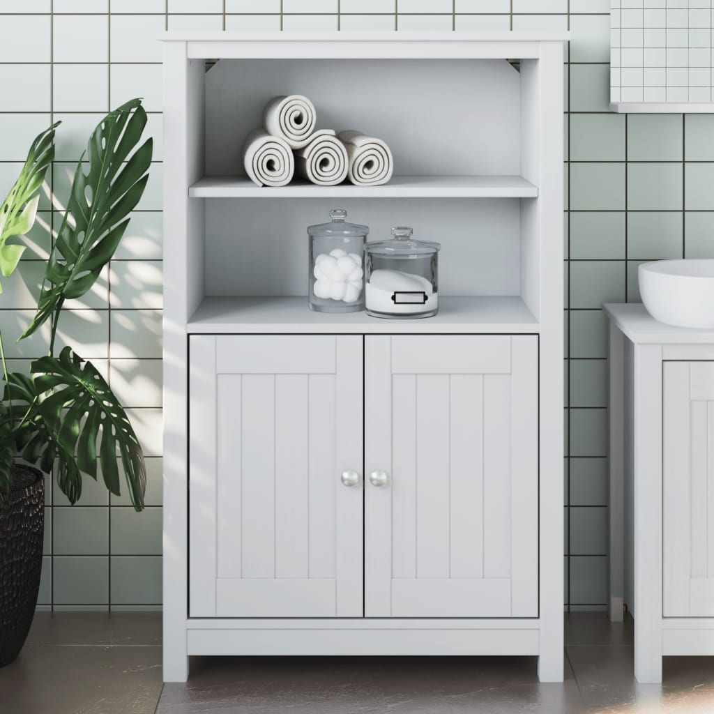 Bathroom cabinet BERG white 69.5x34x110 cm solid pine wood