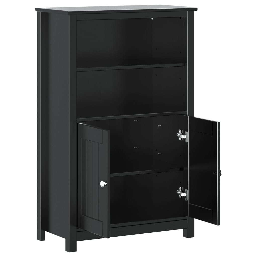 Bathroom cabinet BERG black 69.5x34x110 cm solid pine wood