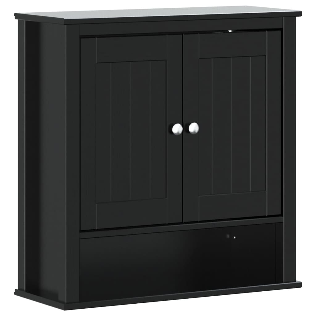 Bathroom wall cabinet BERG black 69.5x27x71.5 cm solid wood