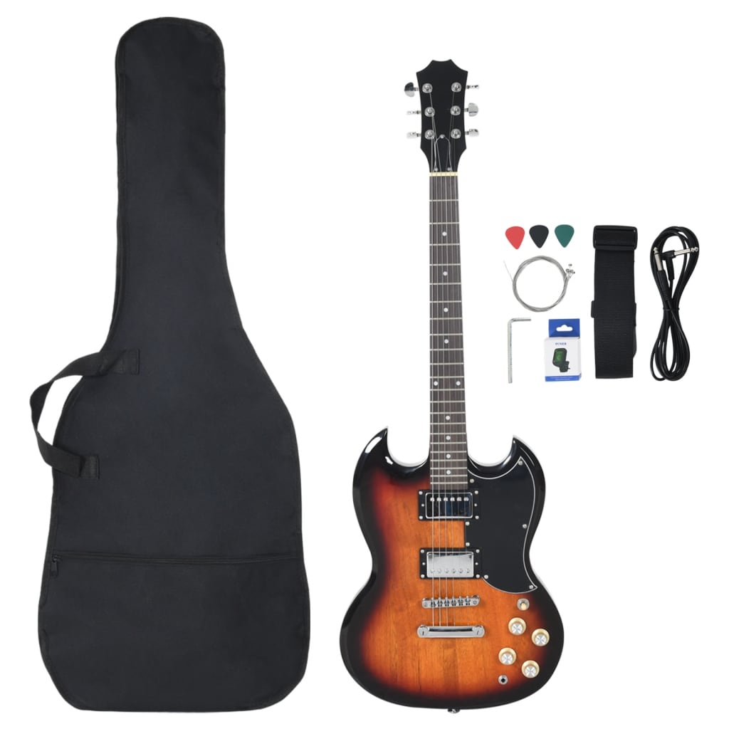 Electric Guitar for Beginners with Bag Brown and Black 4/4 39"