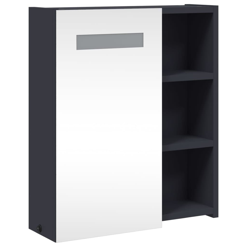 Mirror cabinet with LED lighting gray 45x13x52 cm