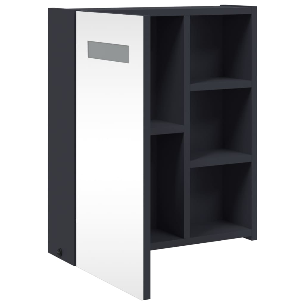 Mirror cabinet with LED lighting gray 45x13x52 cm