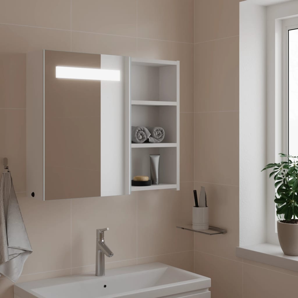 Spiegelschrank mit LED-Beleuchtung Weiß 60x13x52 cm