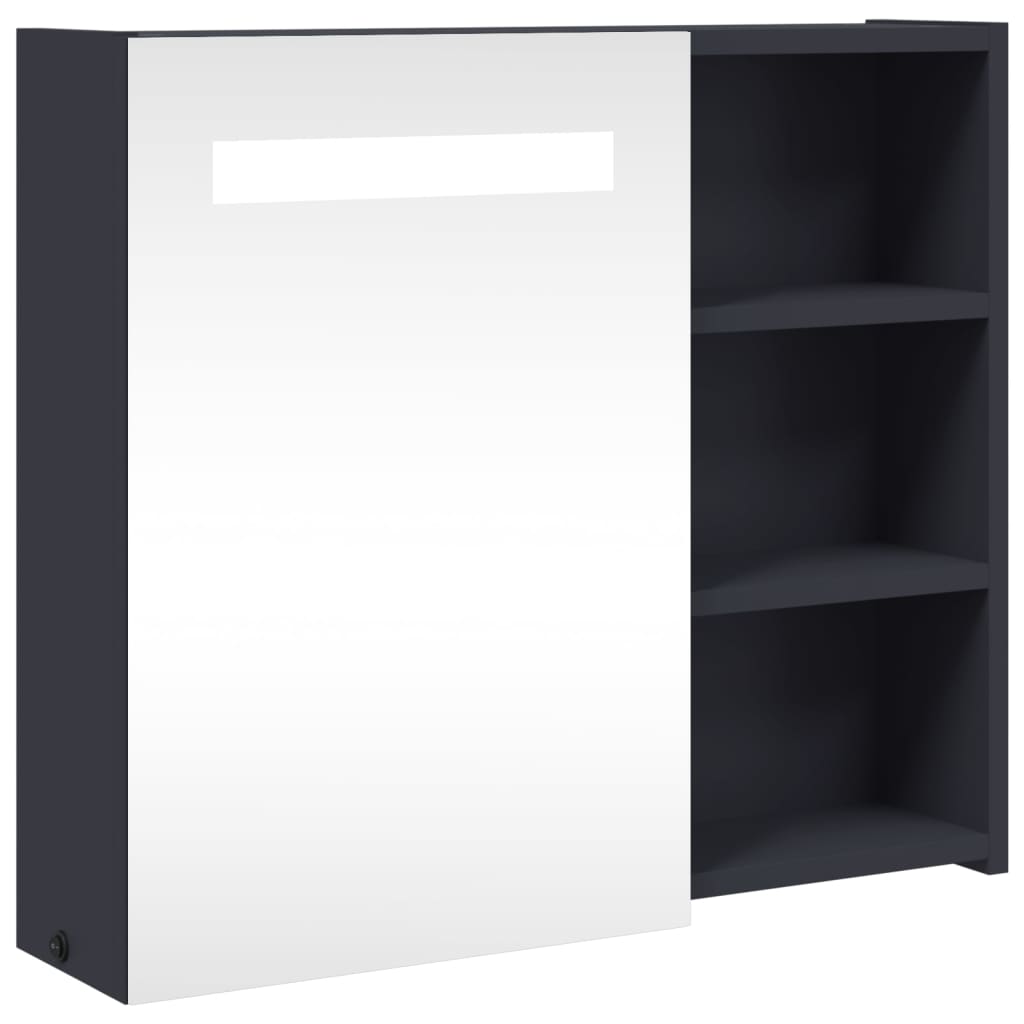 Mirror cabinet with LED lighting gray 60x13x52 cm