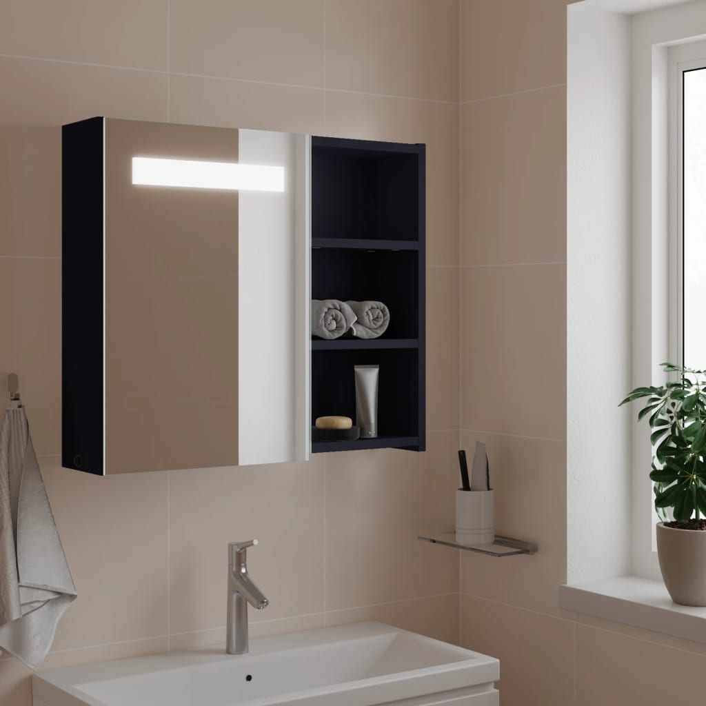 Spiegelschrank mit LED-Beleuchtung Grau 60x13x52 cm