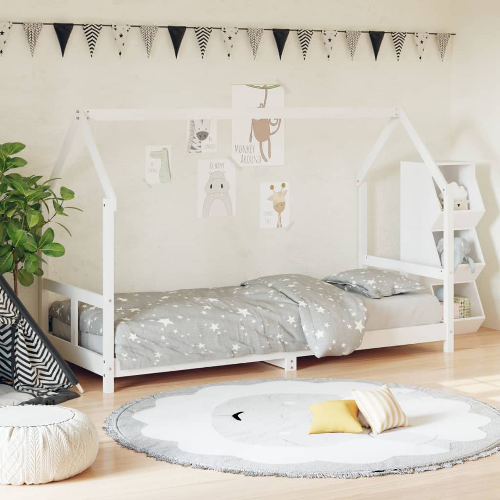 Children's bed white 80x200 cm solid pine wood