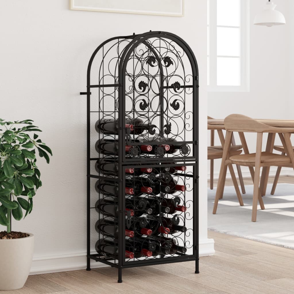 Wine rack for 41 bottles black 45x36x120 cm wrought iron