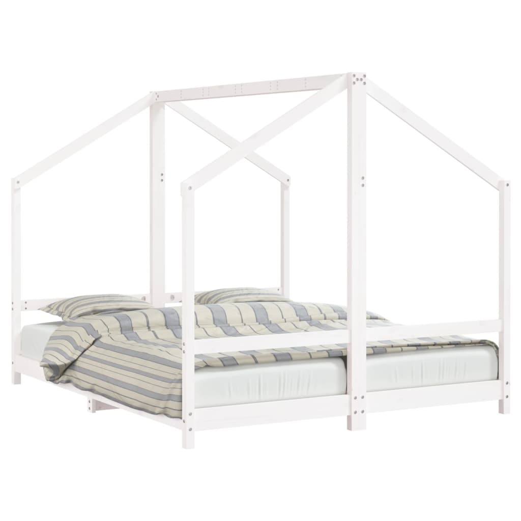 Children's bed white 2x(80x200) cm solid pine wood