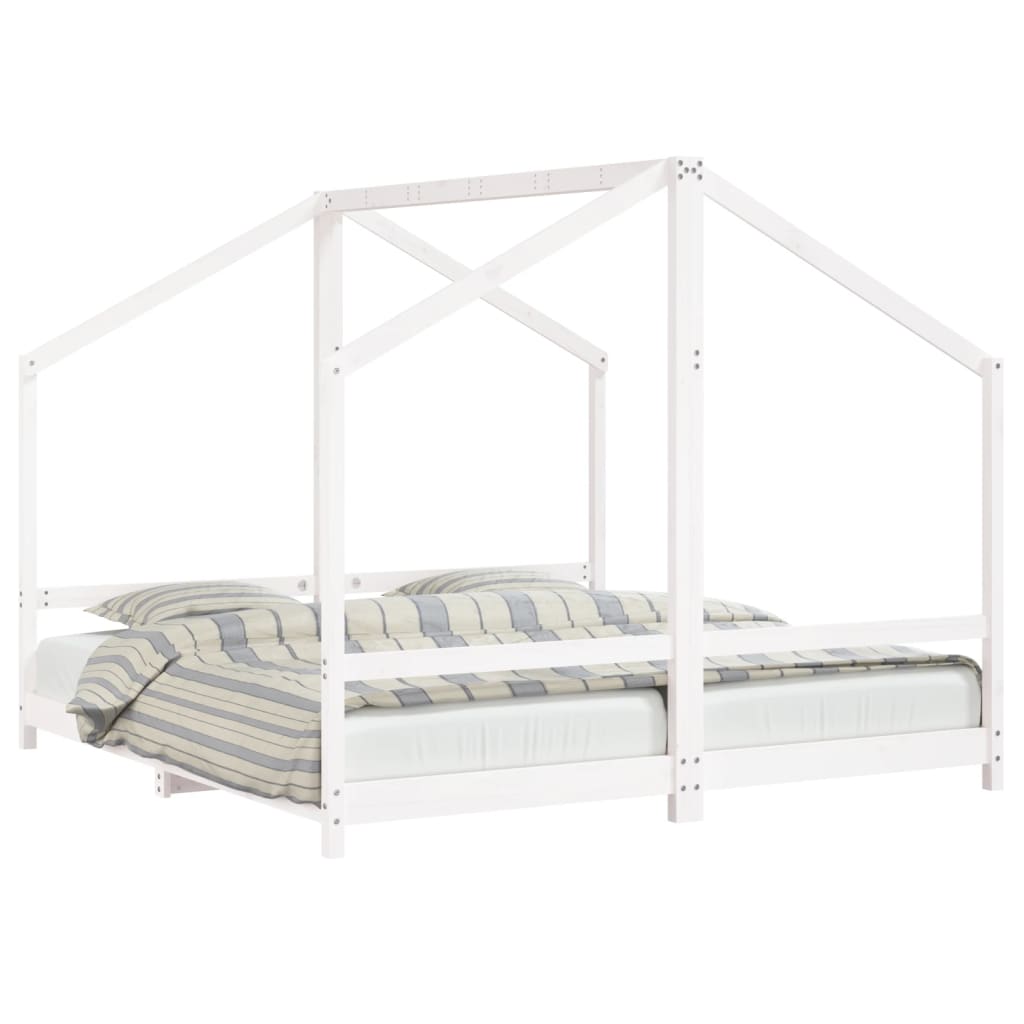 Children's bed white 2x(90x190) cm solid pine wood