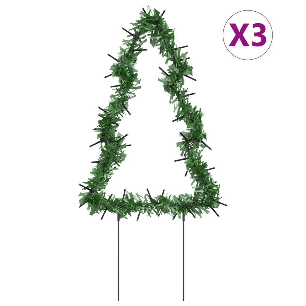 Christmas trees with ground spikes 3 pieces 50 LEDs 30 cm