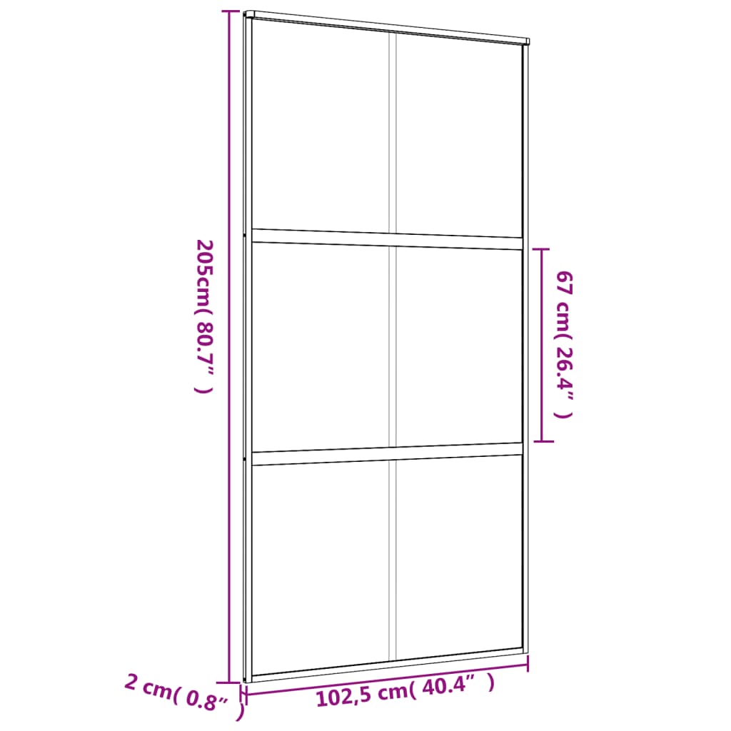 Sliding door Golden 102.5x205 cm ESG clear glass and aluminum